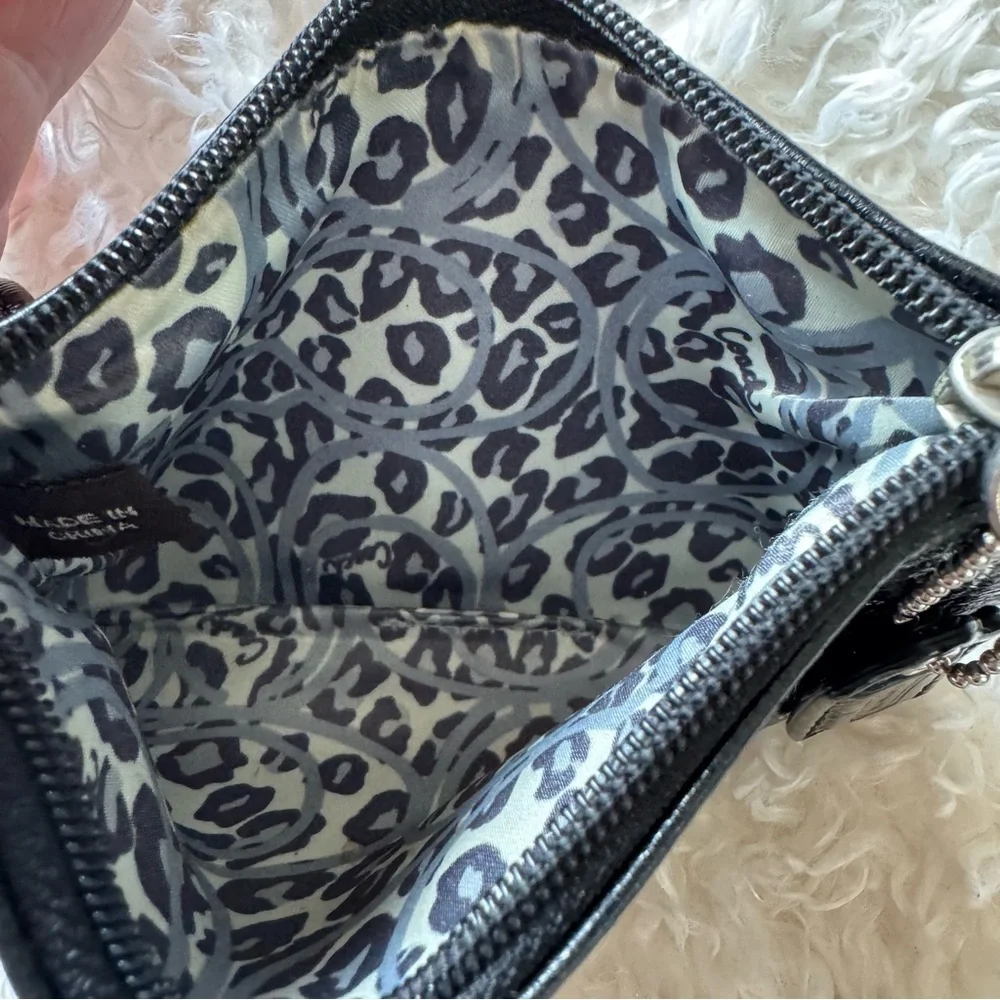 Coach Vintage Poppy Black And Silver Wristlet